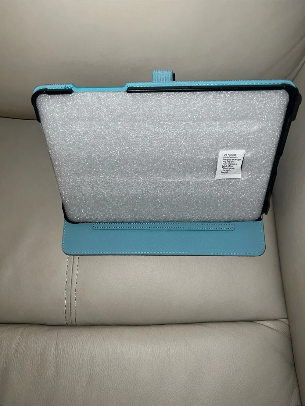 Teal and Brown Tablet Folio Case with Pen Loop